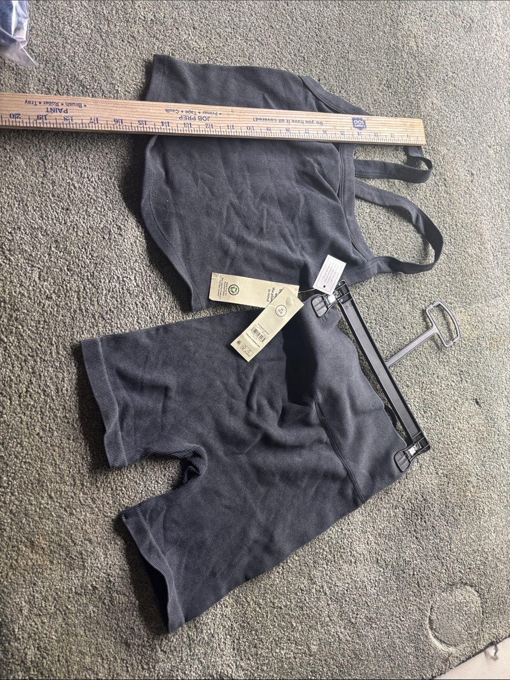 No Boundaries Navy Ribbed Tank and Shorts Set distressed gray